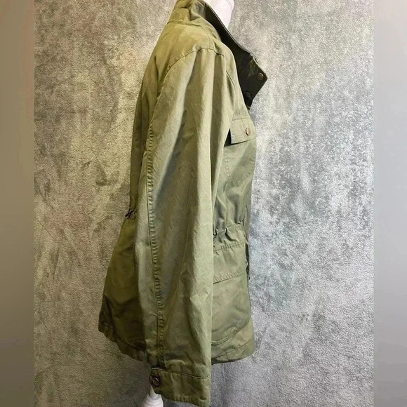 Lands End corduroy collar green khaki chore jacket women’s size 14/16 - Picture 6 of 10